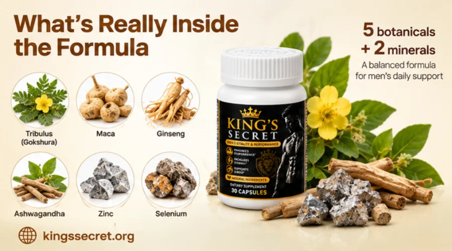 King's Secret — capsule formula with tribulus, ashwagandha, zinc and selenium
